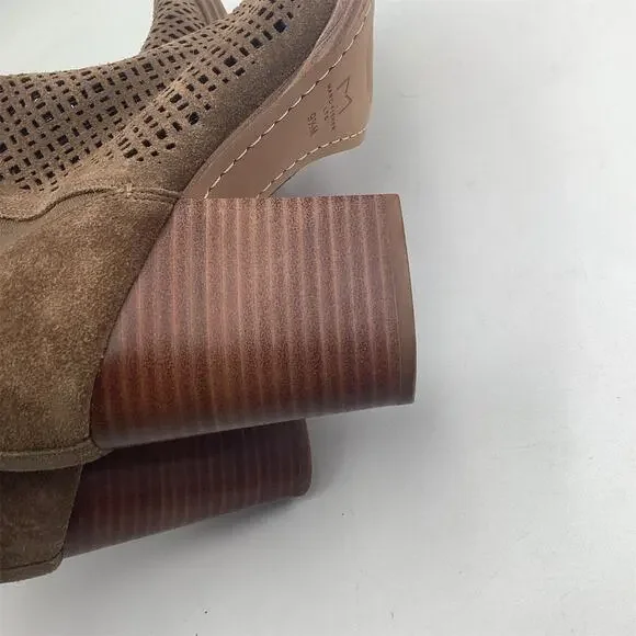 Marc Fisher LTD Booties Womens 9.5M Brown‎ Perforated Pointed Toe Block - Picture 4 of 10